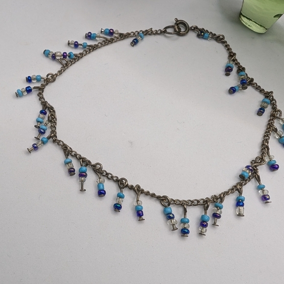 Blue beaded anklet - Picture 2 of 3